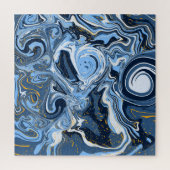 Puzzle Bleu, blanc et doré Fluid Art (Vertical)