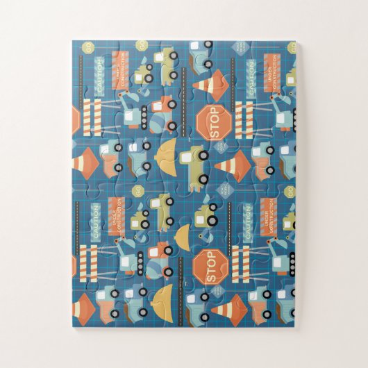 Puzzle Bleu camion de construction enfant cadeau de fête (Vertical)