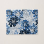 Puzzle Bleu clair, fleurs bleu foncé sur gris clair (Horizontal)
