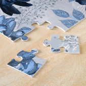 Puzzle Bleu clair, fleurs bleu foncé sur gris clair (Côté)