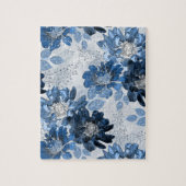 Puzzle Bleu clair, fleurs bleu foncé sur gris clair (Vertical)