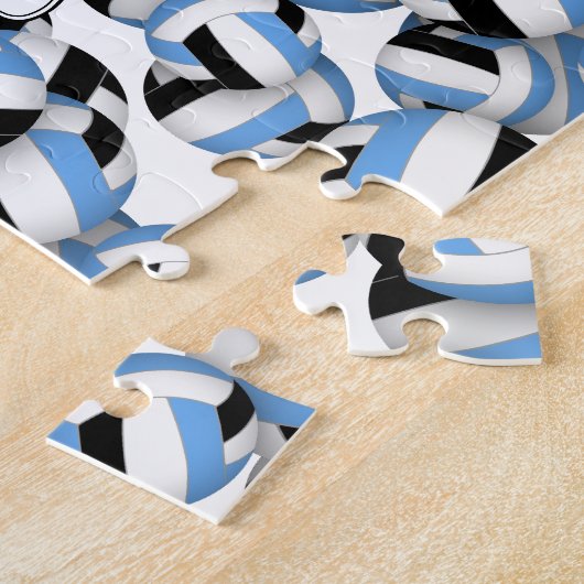 Puzzle bleu clair noir couleur équipe volleyballs motif (Côté)