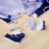 Puzzle Bleu classique et blanc lapin et oiseaux Flore ani (Côté)