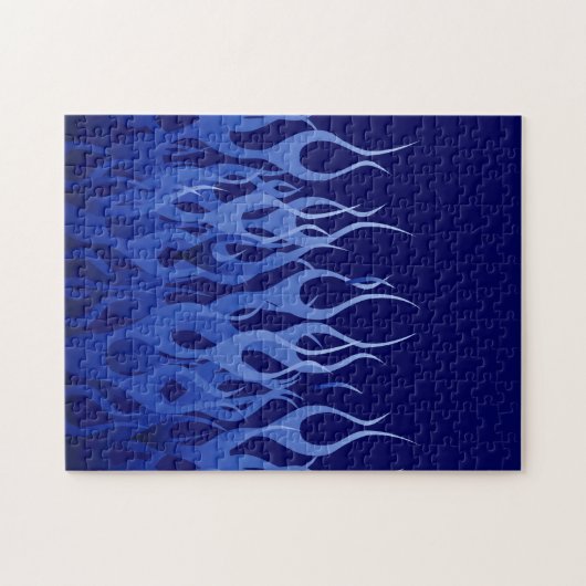 Puzzle Bleu cool sur Blue Racing Flames décorative (Horizontal)