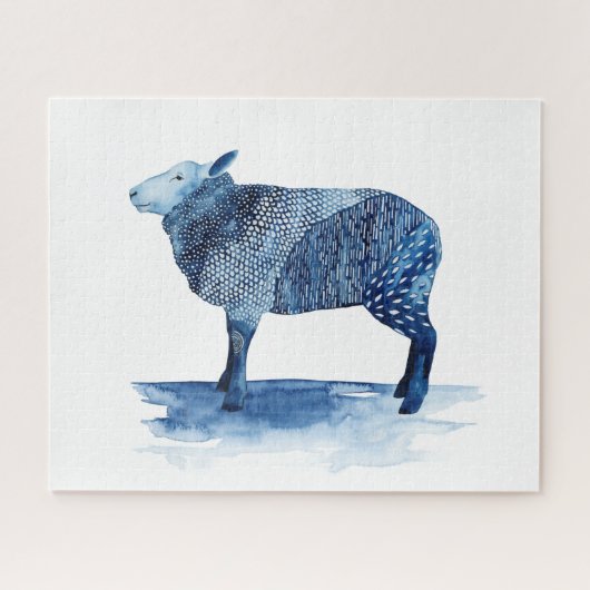 Puzzle Bleu de cobalt Animaux de ferme - Moutons (Horizontal)