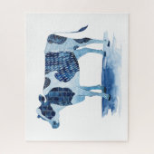 Puzzle Bleu de cobalt Animaux de ferme - Vache (Vertical)