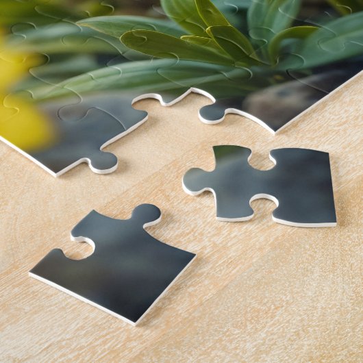 Puzzle Bleu de poulet moelleux jaune soleil - Oiseau aux  (Côté)