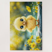 Puzzle Bleu de poulet moelleux jaune soleil - Oiseau aux  (Vertical)