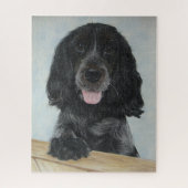 Puzzle bleu english cocker spanial très mignon chien (Vertical)