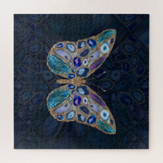 Puzzle Bleu et mauve Geodes Papillon (Horizontal)
