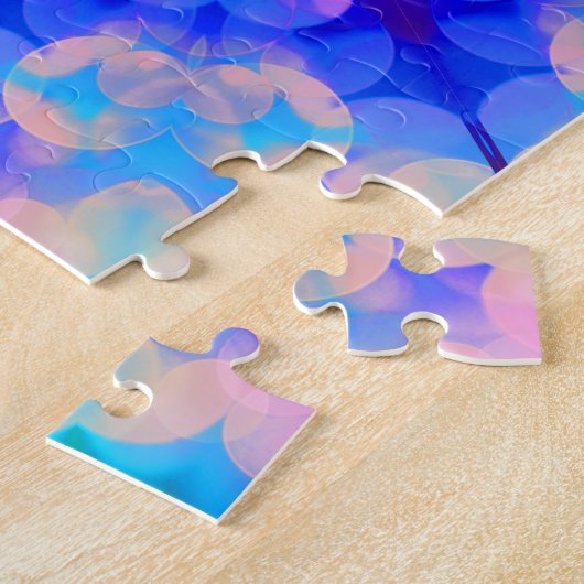 Puzzle Bleu et rose Gradient Pastel Bubble Art (Côté)
