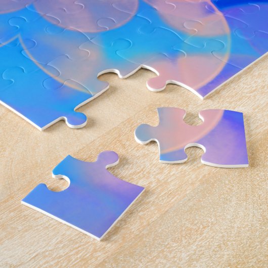Puzzle Bleu et rose Gradient Pastel Bubble Art (Côté)
