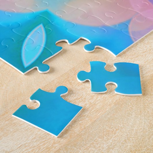 Puzzle Bleu et rose Gradient Pastel Bubble Art (Côté)