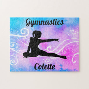 Puzzle bleu et violet de gymnastique