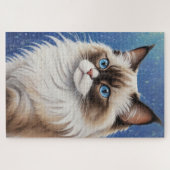 Puzzle Bleu Eyed Ragdoll Peinture de chat élégant (Horizontal)