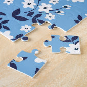 Puzzle Bleu, Fleurs blanches : Vintage (Côté)