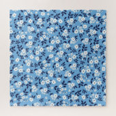 Puzzle Bleu, Fleurs blanches : Vintage (Horizontal)