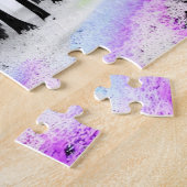 Puzzle Bleu jaune violet dans la Forêt de silhouette noir (Côté)