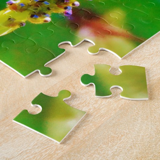 Puzzle Bleu libellule et fleurs (Côté)