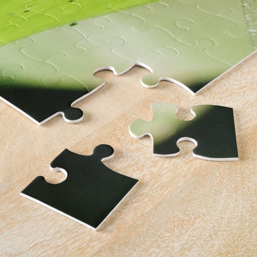 Puzzle Bleu libellule sur une feuille verte (Côté)