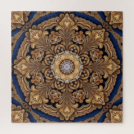 Puzzle bleu or décoratif (Vertical)