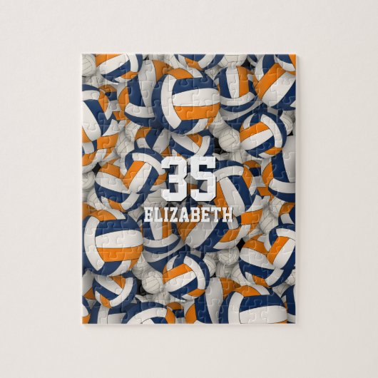 Puzzle bleu orange équipe couleurs filles garçons volley (Vertical)