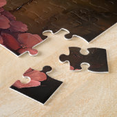 Puzzle Bleu papillon rose fleurs (Côté)