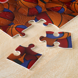 Puzzle bleu rouge basketball filles garçons équipe couleu
