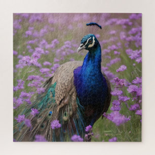 Puzzle Bleu Royal : Bleu Peacock En Champ Lavande,