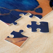 Puzzle Bleu tendance en or faux marbre (Côté)