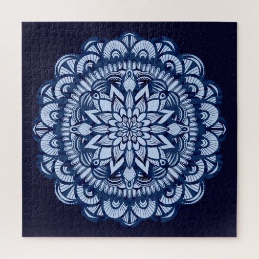 Puzzle Bleu Tie Dye Mandala (Vertical)
