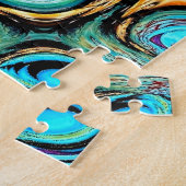 Puzzle bleu turquoise (Côté)