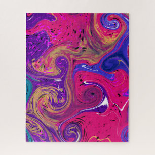 Puzzle Bleu, Turquoise, Violet Fluide art Marbre comme 