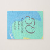 Puzzle bleu vert gris 50e anniversaire ajouter nom date r (Horizontal)