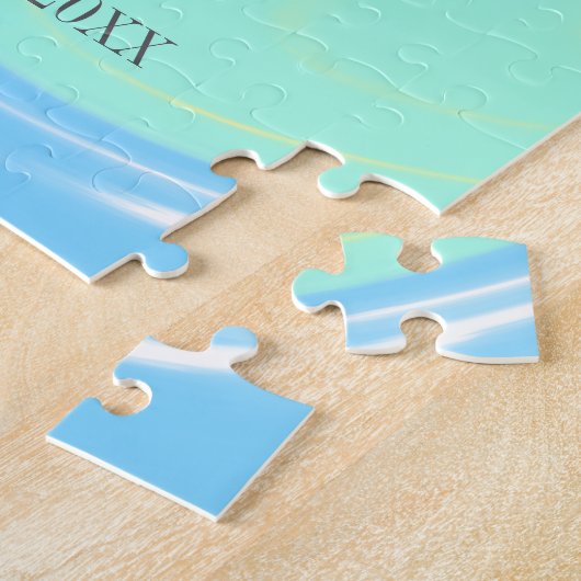 Puzzle bleu vert gris 50e anniversaire ajouter nom date r (Côté)