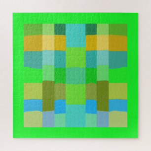 Puzzle Bleu Vert orange violet Motif crémeux Abstrait