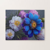Puzzle Bleu vif, Imaginaire violet Fleurs de jardin (Horizontal)