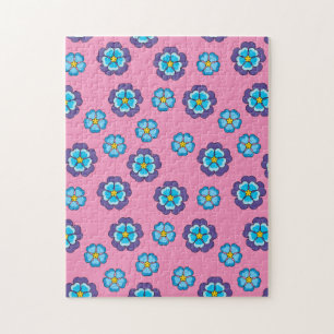 Puzzle Bleu Violet rose motif floral
