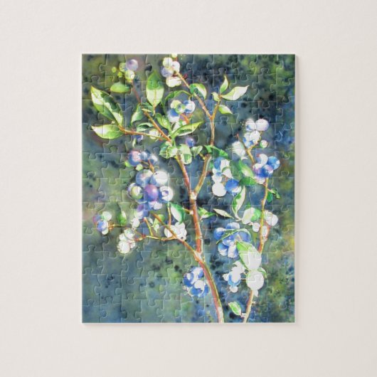 Puzzle Bleuets, fruit romantique Peinture d'aquarelle (Vertical)