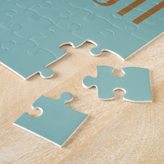 Puzzle Bloc de couleur géométrique rose Turquoise Nom per (Côté)