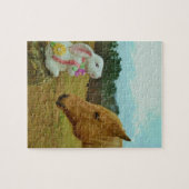 Puzzle Blond Jaune cheval & Bunny de Pâques (Horizontal)