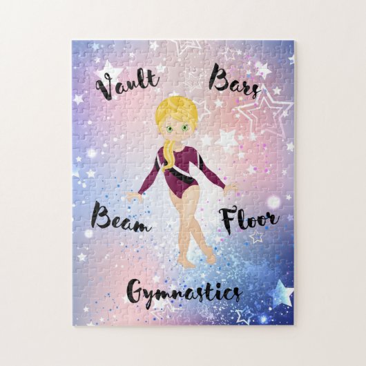 Puzzle Blonde étoilée, Yeux verts, Léotard bordeaux (Vertical)