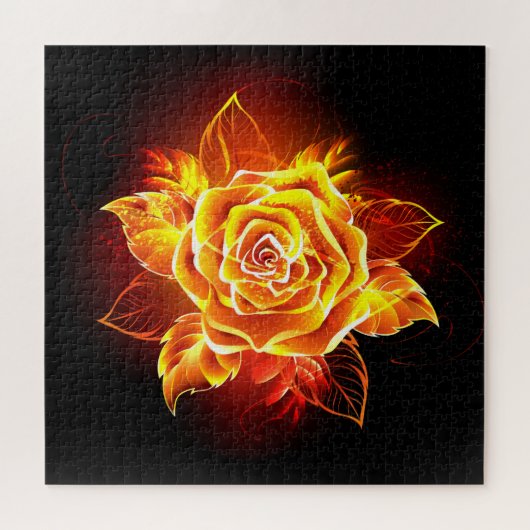 Puzzle Blooming Fire Rose (Horizontal)