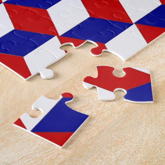 Puzzle - Bloquer l'illusion en rouge, blanc et ble (Côté)