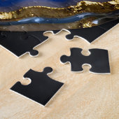 Puzzle Blue Agate Geode Gold Edge Crystal Art (Côté)