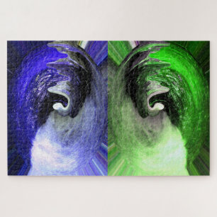 Puzzle Blue and green planets art