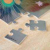 Puzzle Blue and Turquoise Peacock in Flowers (Côté)