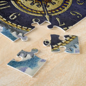 Puzzle Blue aqua steampunk gears, cogs, clock faces (Côté)