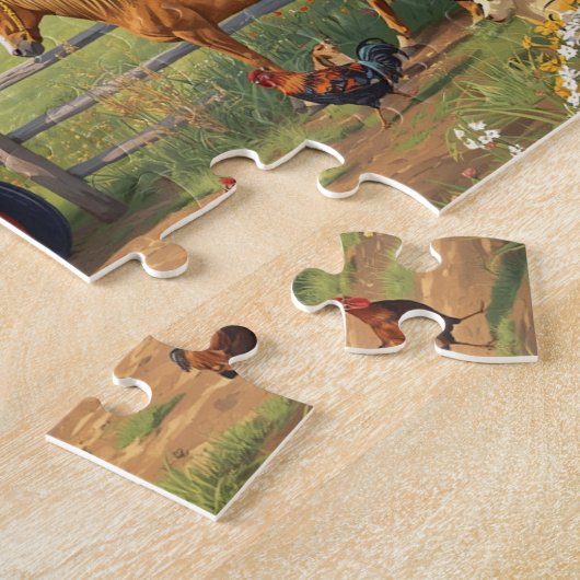 Puzzle Blue Barn Tractor Horse Farm Mountain Scene (Côté)