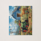 Puzzle Blue Barn Tractor Horse Farm Mountain Scene (Vertical)